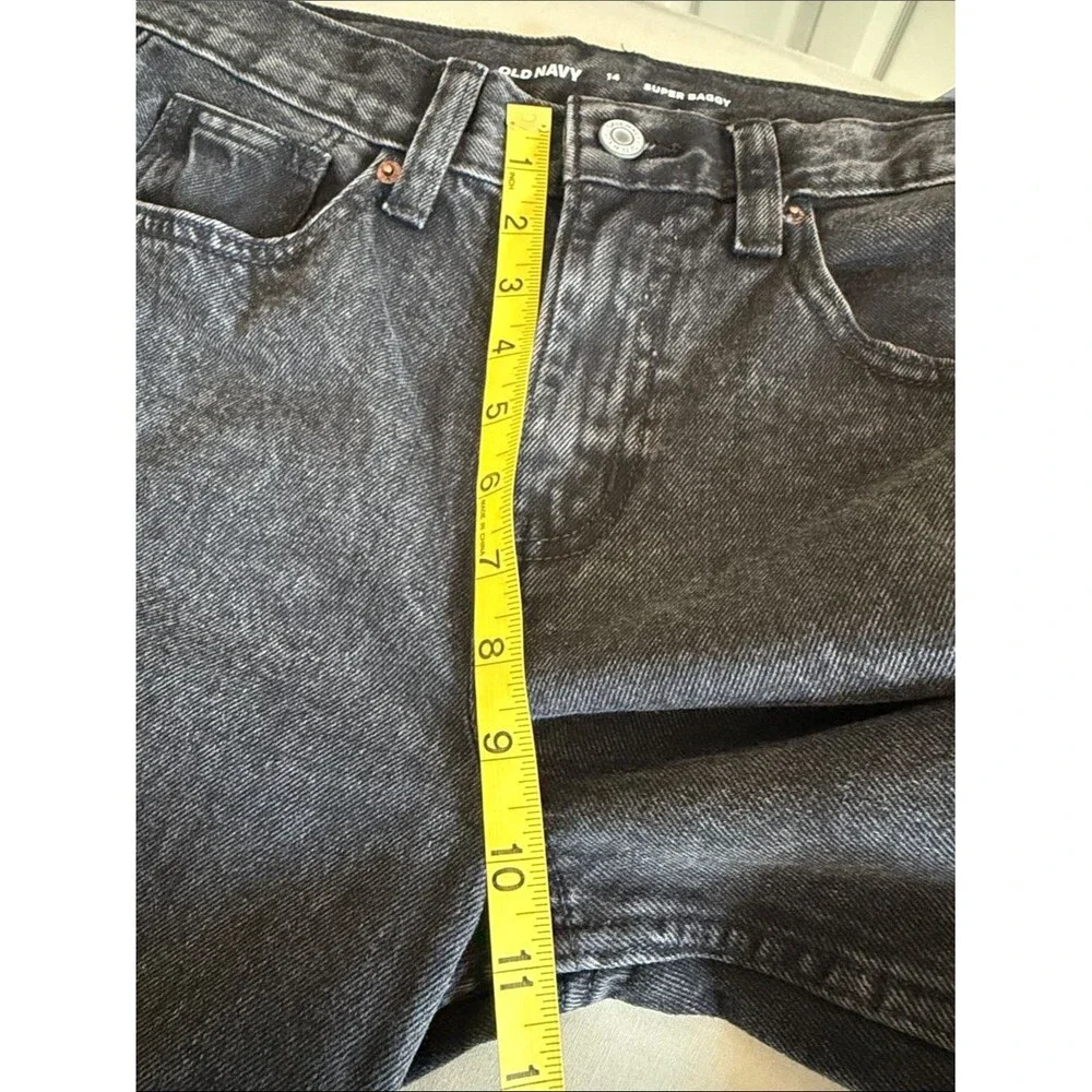 Old Navy Super Baggy Jeans Girls 14 Black Baggy Wide Leg Y2K NWT